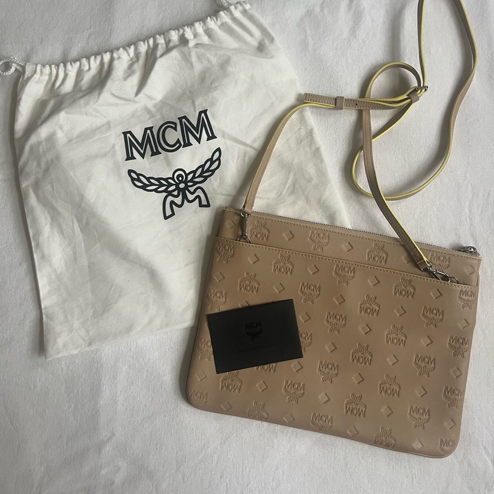 Mcm Klara Monogram Leather Crossbody Pouch